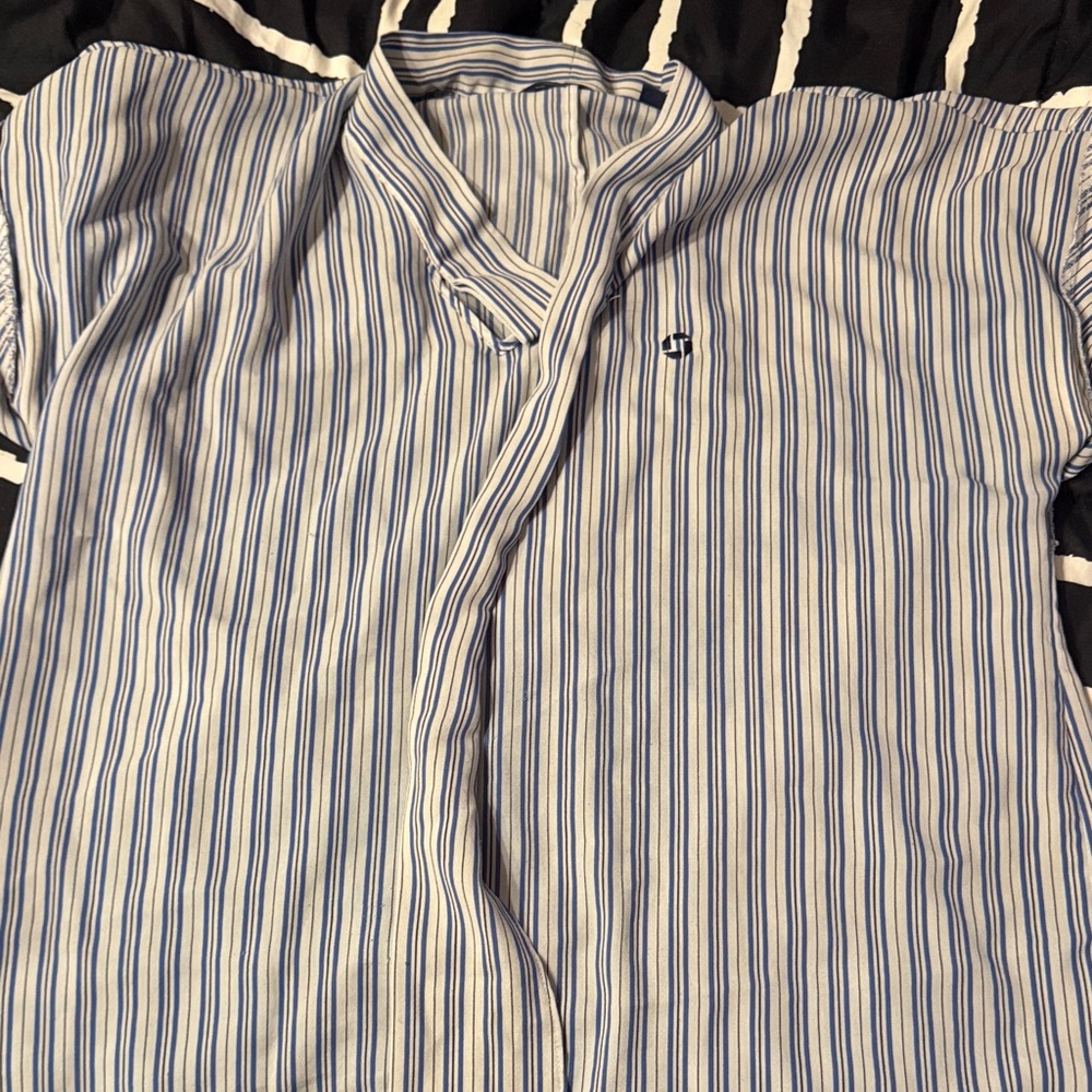 Lands' End Blue Striped Women's Blouse